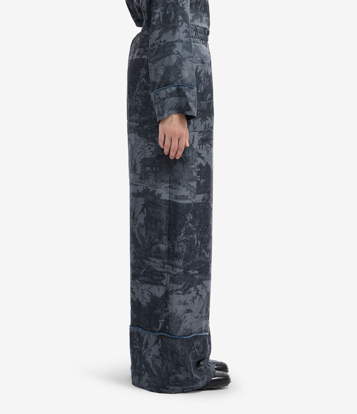 Pierre Louis Mascia ALOEGUM Palazzo Trousers Silk ARDESIA ALOEGUMSPT12609SE516070104