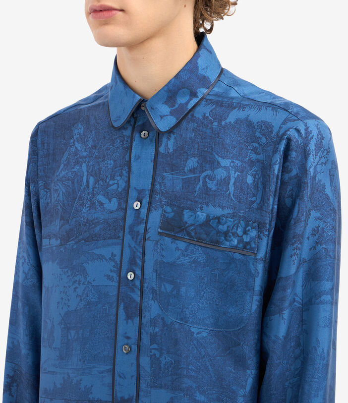 Pierre Louis Mascia ALOEGUM Longsleeve Shirt Silk COBALTO ALOEGUMSCML10642SE516068102