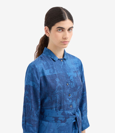 Pierre Louis Mascia ALOEGUM Shirt Dress Silk COBALTO ALOEGUMSAB11899SE516037103