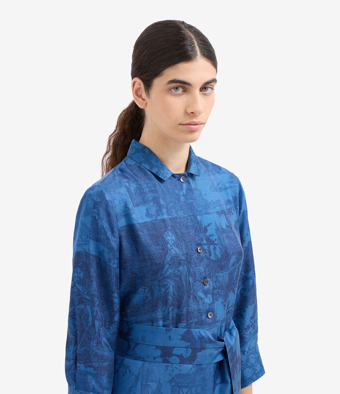 Pierre Louis Mascia ALOEGUM Shirt Dress Silk COBALTO ALOEGUMSAB11899SE516037103