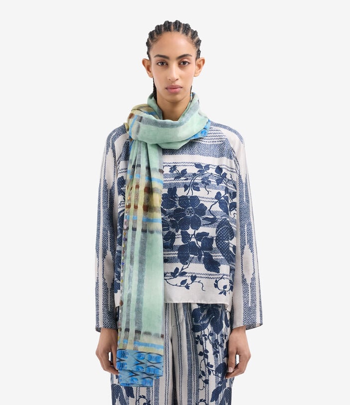 Pierre Louis Mascia HAWNBCI Shawl Scarf Cotton Silk 135x190 GEOMETRIE MARINE HAWNBCISW135X190PCO517308102