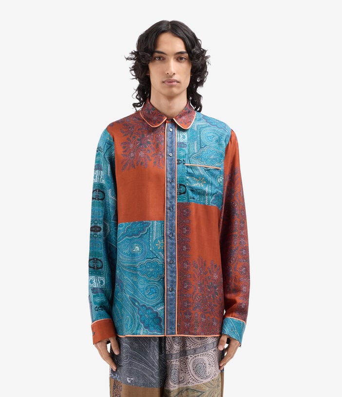 Pierre Louis Mascia ALOE Longsleeve Shirt Silk TERRACOTTA - INDACO ALOESCML10642SE517874101