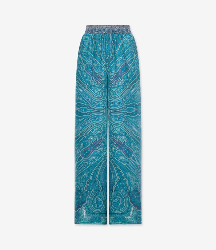 Pierre Louis Mascia TETRIS Palazzo Trousers Silk AZZURRO ASTRALE TETRISSVPT12450SE518107101