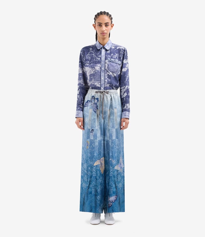 Pierre Louis Mascia ALOE Palazzo Trousers Silk CIELO VELATO ALOESPT11094SE518116101