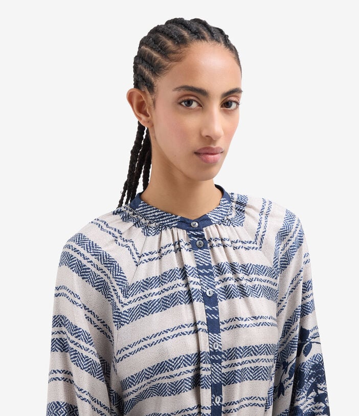 Pierre Louis Mascia ALOE Shirt Dress Silk RAMPICANTE BLU ALOESAB11524SE518005101