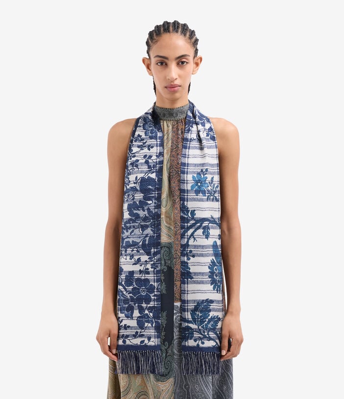 Pierre Louis Mascia ALOEUW Scarf Silk 15x180 RAMPICANTE BLU ALOEUWSW015X180TFASE517563101