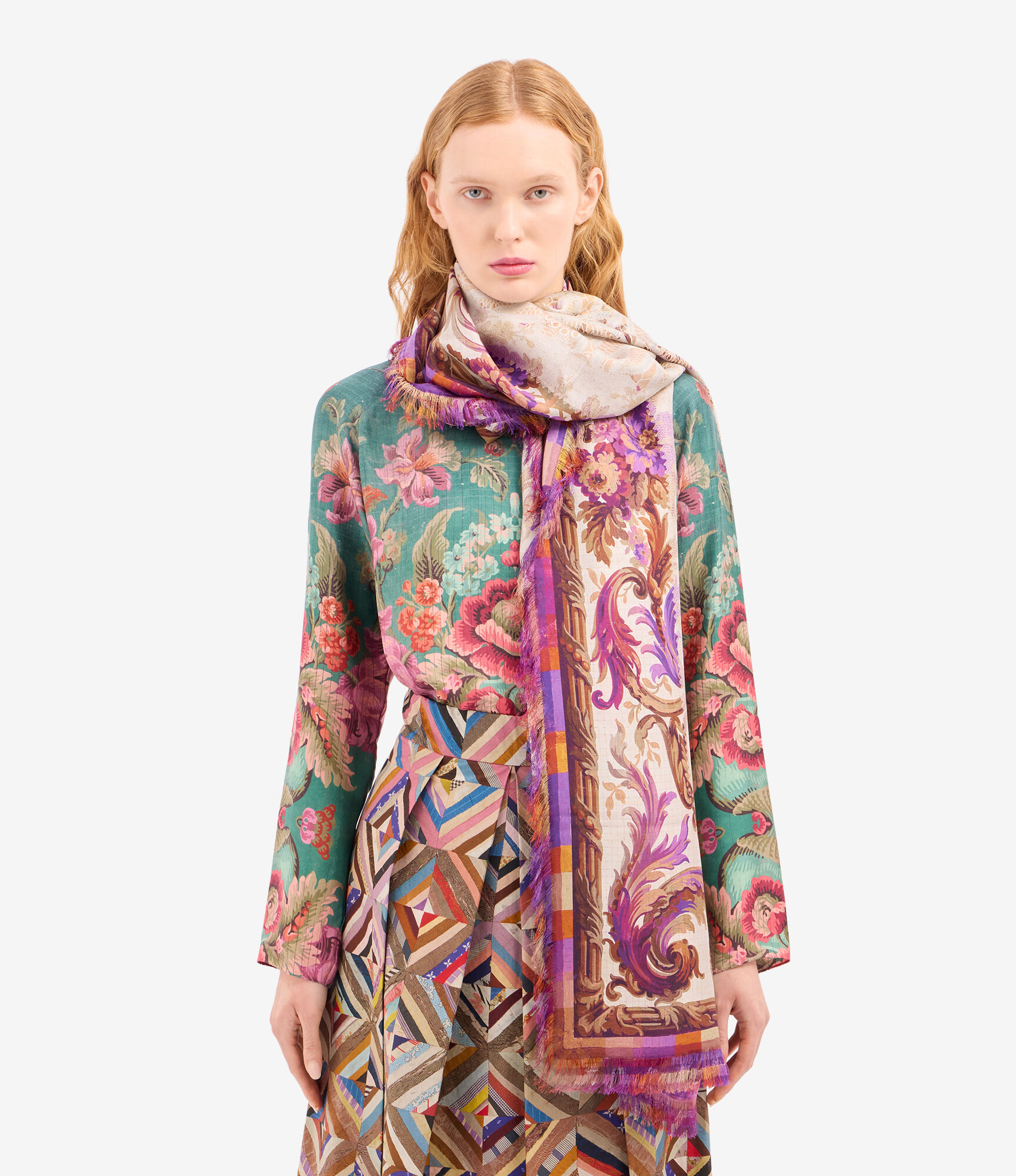 ありま様★ヴァカレロ★SAINT LAURENT★シルク★アロハ★41★2019 ALOEUW Shawl Scarf Silk 135x195 in MALVA | Pierre-Louis Mascia®