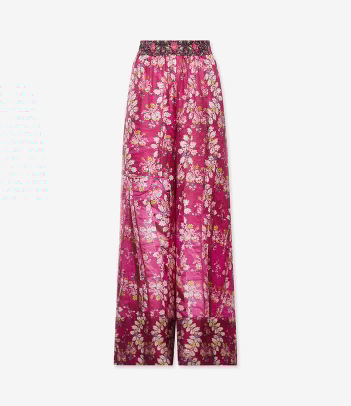 Pierre Louis Mascia ALOE Palazzo Trousers Silk ROSA DAMASCO ALOESPT12450SE517993101