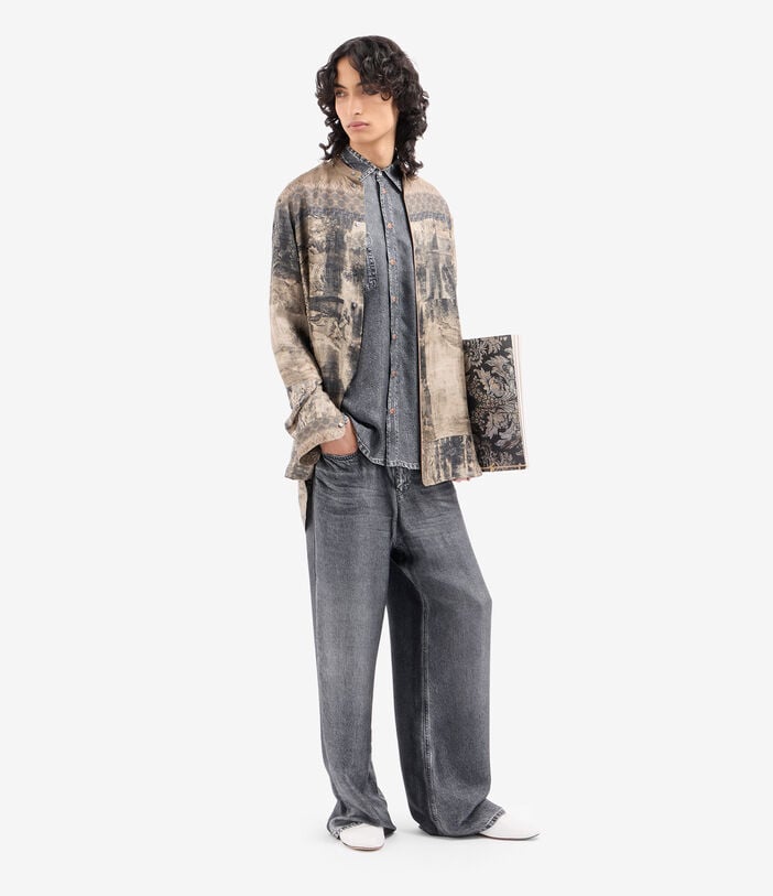 Pierre Louis Mascia ALOE Trousers Silk Faux-Denim BLACK DENIM ALOESPT12566SE515240103