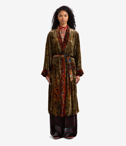 Pierre Louis Mascia KANPUR Dressing Gown Viscose Silk OLIVE KANPUR2SVT11668L124VI513135101
