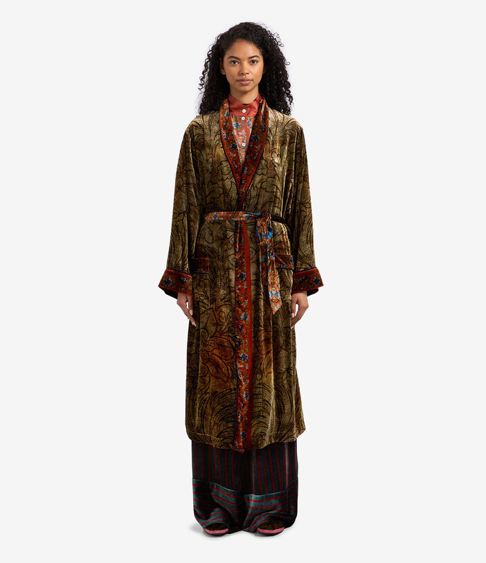 Pierre Louis Mascia KANPUR Dressing Gown Viscose Silk OLIVE KANPUR2SVT11668L124VI513135101