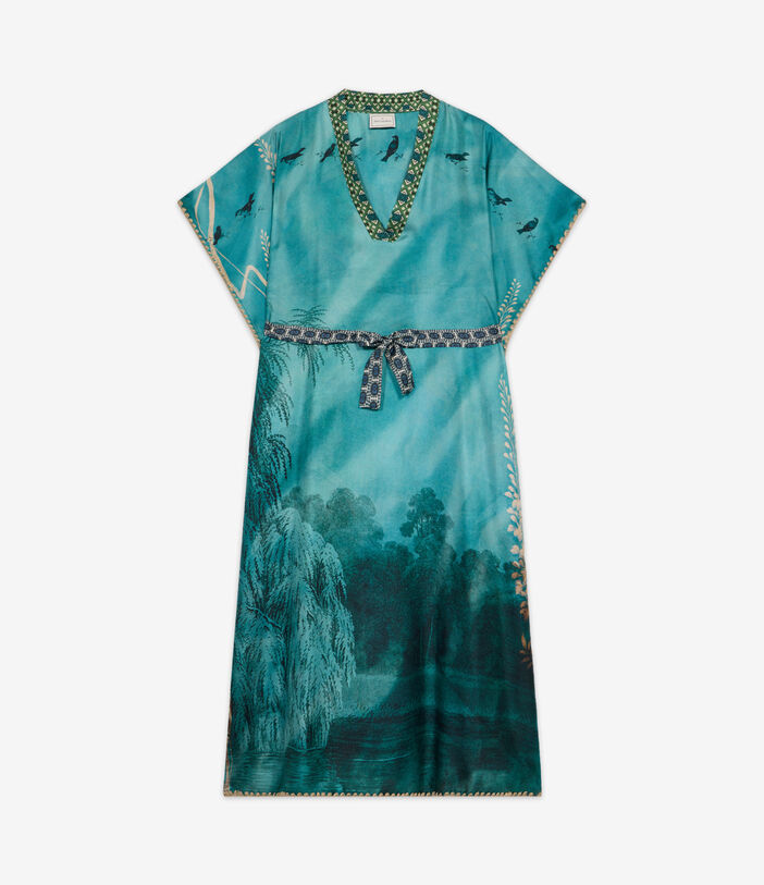 Pierre Louis Mascia ALOE Kaftan Coat Silk AQUAMARINE ALOESKL12428SE515004101