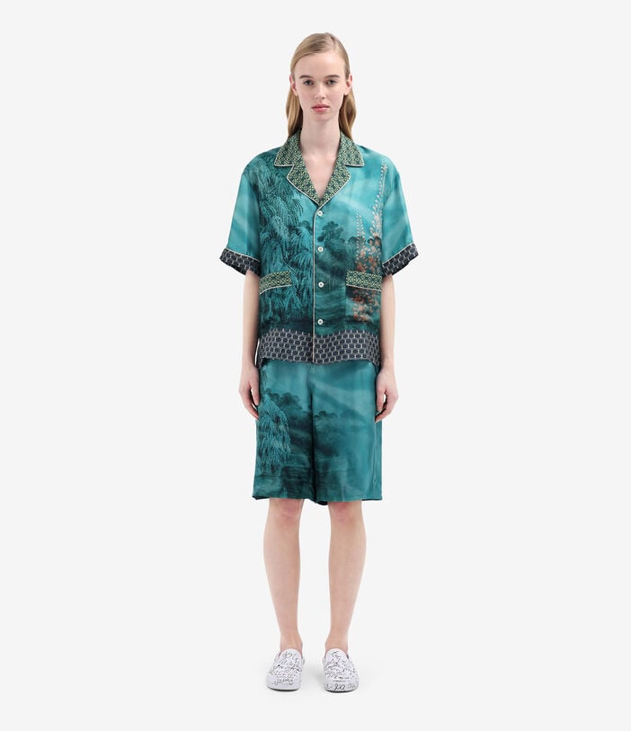 Pierre Louis Mascia ALOE Shortsleeve Shirt Silk AQUAMARINE ALOESCMC11927SE514853101