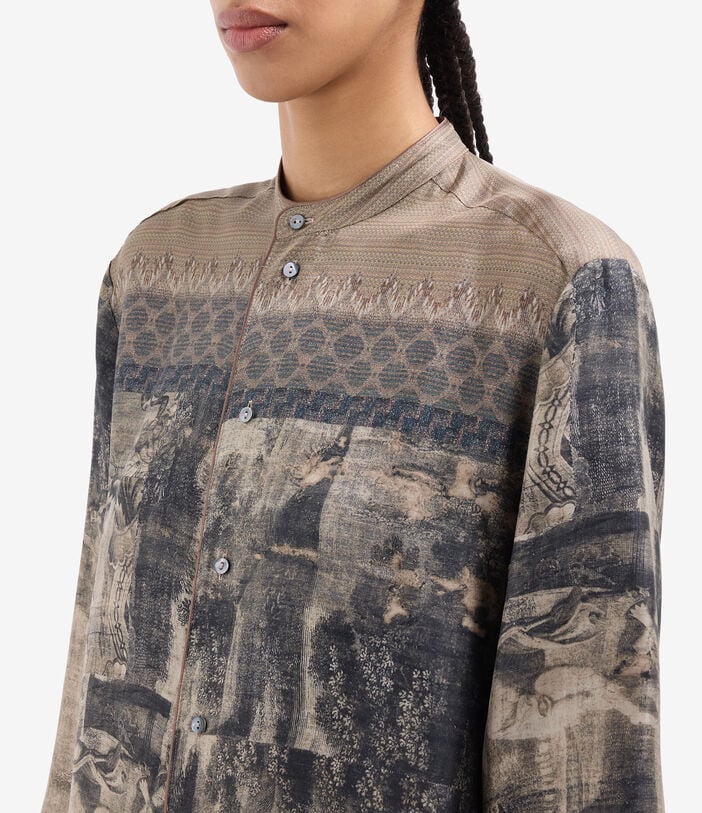 Pierre Louis Mascia ALOE Longsleeve Shirt Silk BOSCO FUMÉ ALOESCML11185SE517869101