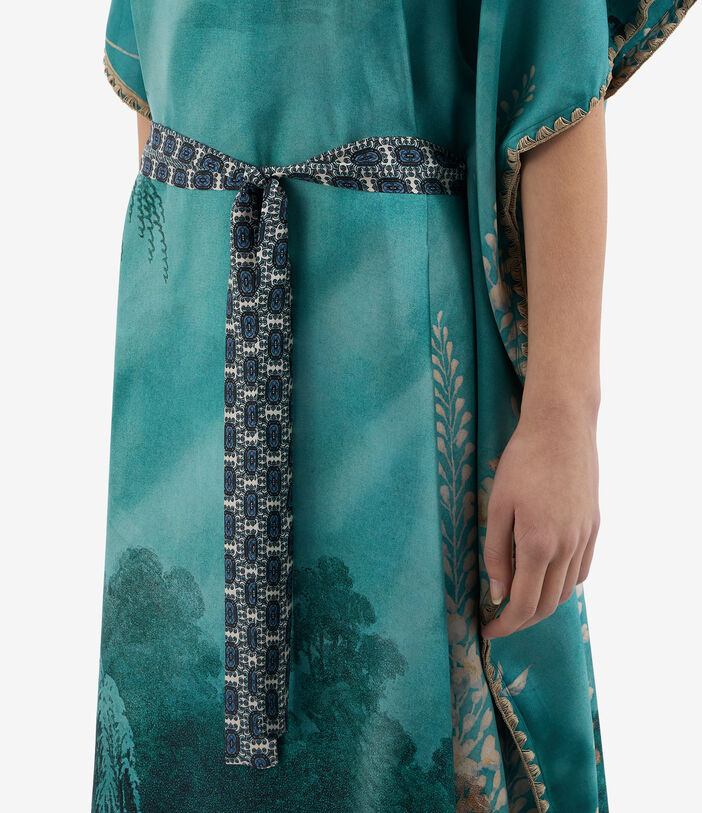 Pierre Louis Mascia ALOE Kaftan Coat Silk AQUAMARINE ALOESKL12428SE515004101