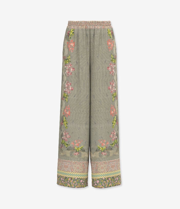 Pierre Louis Mascia ALOE Palazzo Trousers Silk ULIVO ALOESPT12450SE518573101