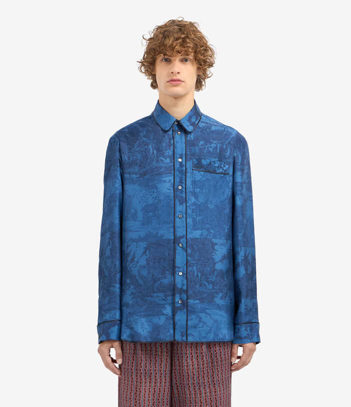 Pierre Louis Mascia ALOEGUM Longsleeve Shirt Silk COBALTO ALOEGUMSCML10642SE516068102