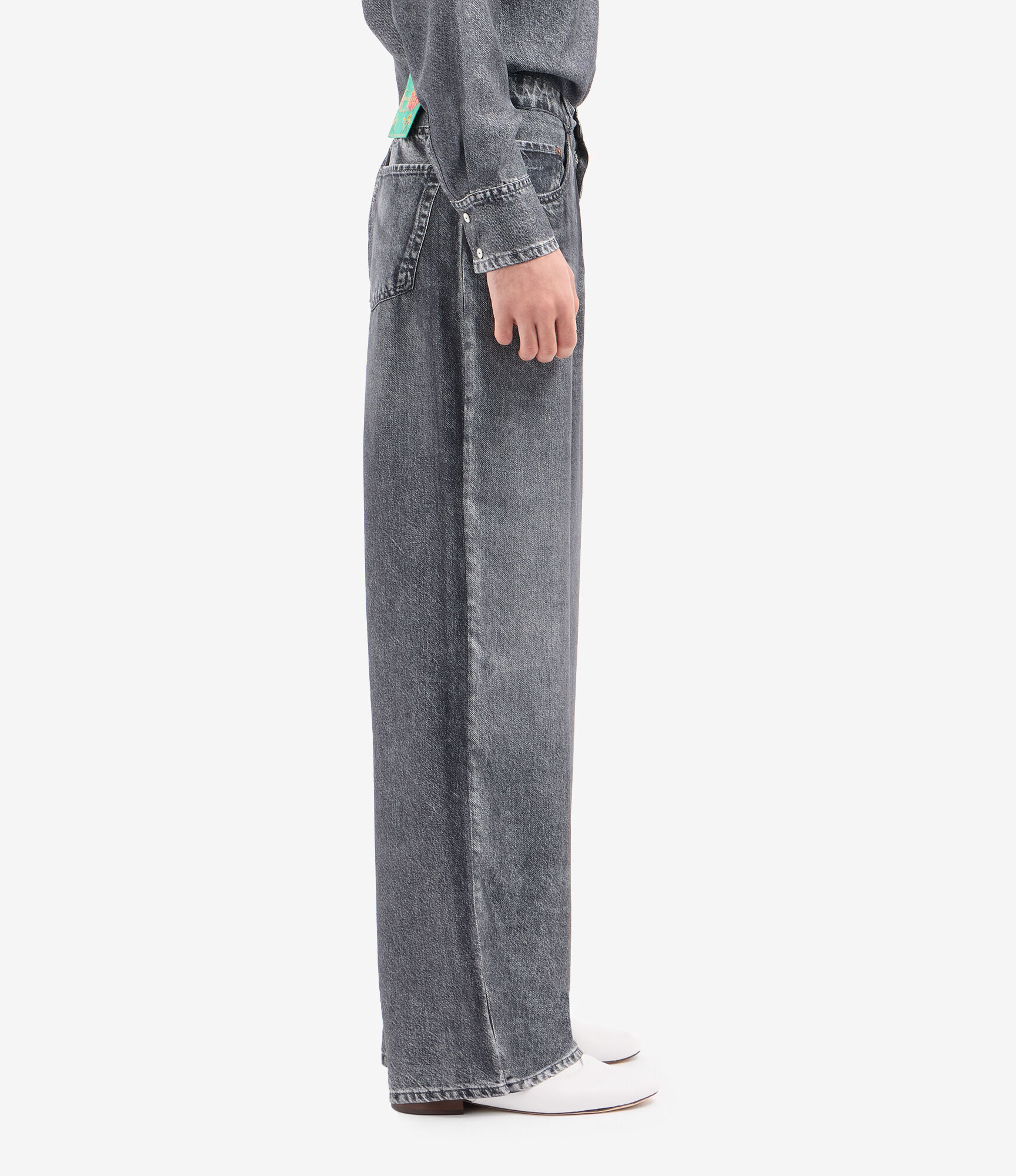 ALOE Trousers Silk Faux-Denim in BLACK DENIM | Pierre-Louis Mascia®