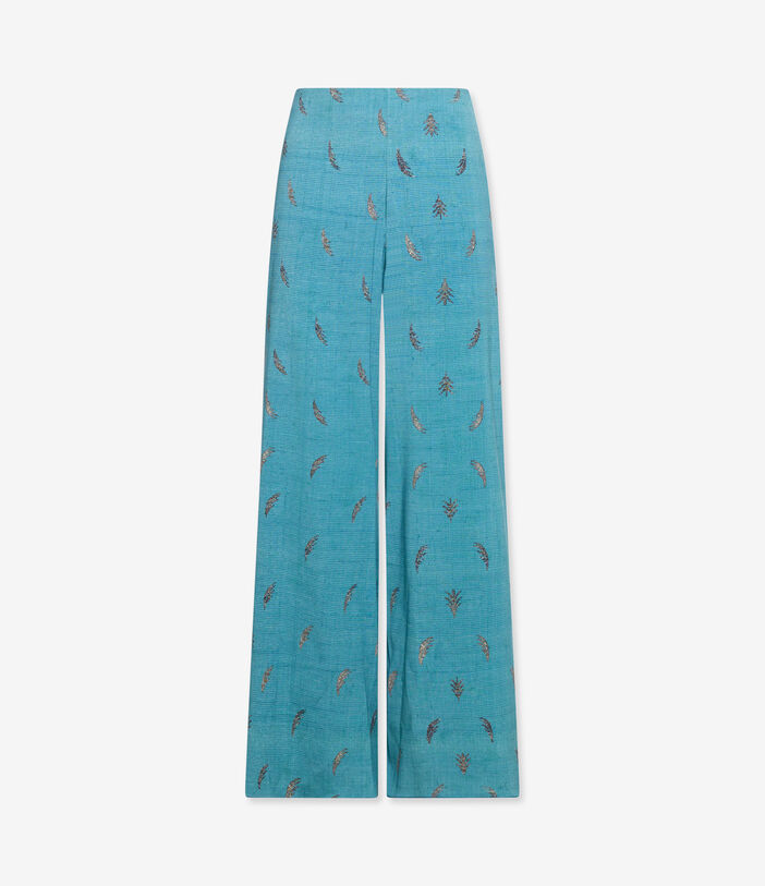 Pierre Louis Mascia ADANASTR Palazzo Trousers Silk ACQUA ADANASTRSVPT12409SE146797101