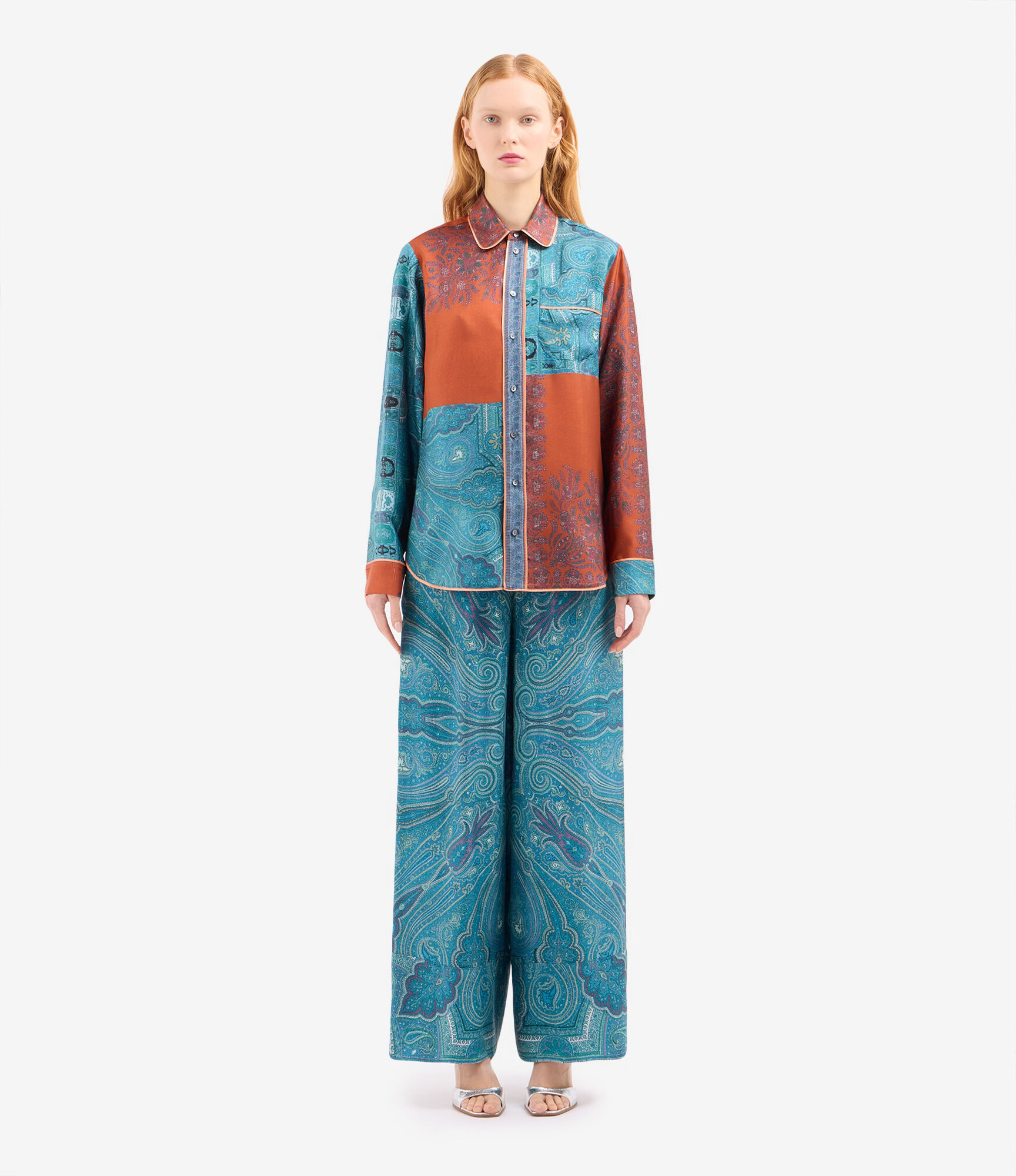 ALOE Longsleeve Shirt Silk in TERRACOTTA - INDACO | Pierre-Louis