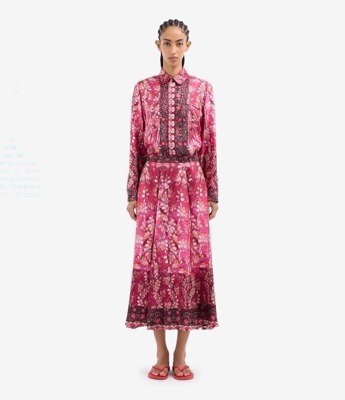 Pierre Louis Mascia ALOE A-line Skirt Silk ROSA DAMASCO ALOESGO12353SE518035101