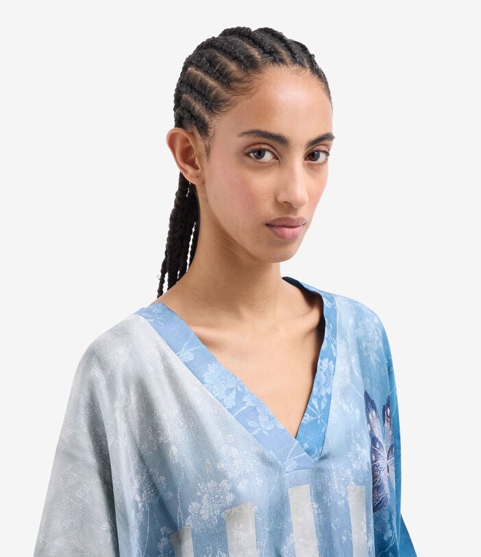 Pierre Louis Mascia ALOE Kaftan Coat Silk CIELO VELATO ALOESKL10062L200SE518025101