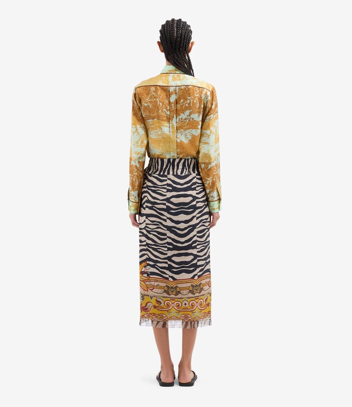 Pierre Louis Mascia ALOE Wrap Skirt Silk TRIBALE CHIAROSCURO ALOESGO12830SE518396101