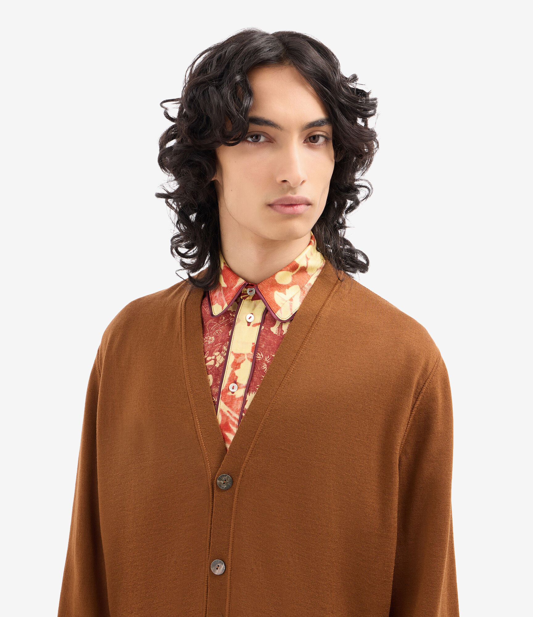TRICOT Cardigan Wool in LITOGRAFIA CARAMELLO | Pierre-Louis Mascia®