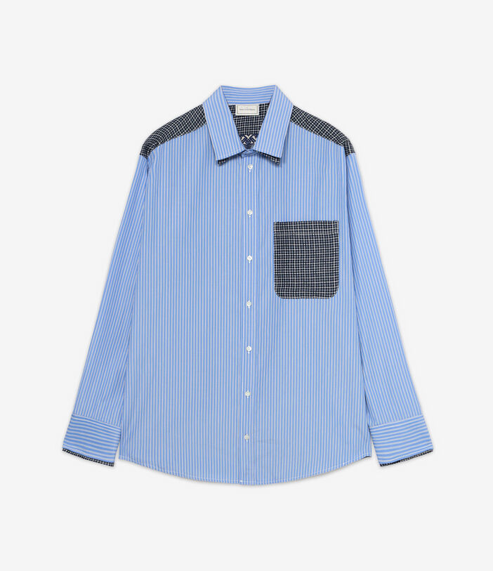 Pierre Louis Mascia ALOTHO Longsleeve Shirt Cotton Silk LIGHT BLUE - NAVY ALOTHOCML12469CO514995101