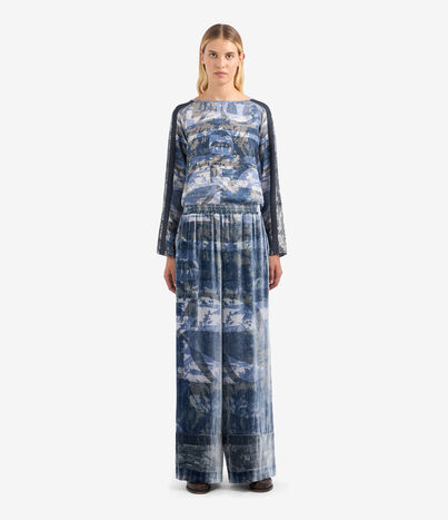 Pierre Louis Mascia KANPUR Palazzo Trousers Viscose Silk Multicolor KANPURSVPT11665VI513547101