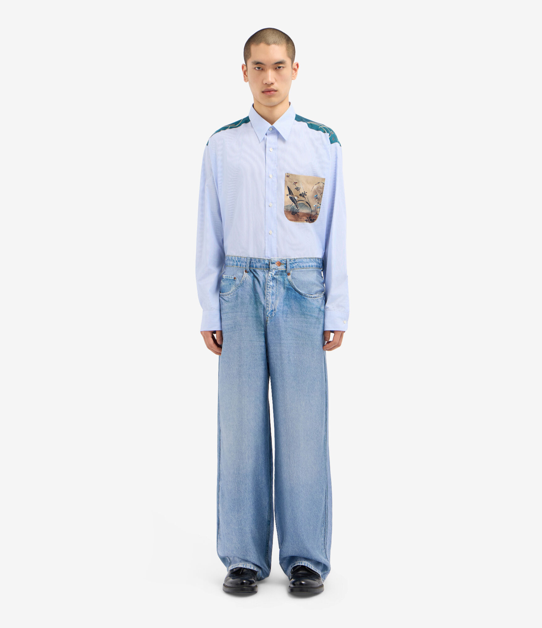 ALOE Trousers Silk Faux-Denim in DENIM | Pierre-Louis Mascia®