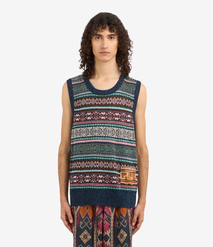 Pierre Louis Mascia TRICOT Gilet Acetate Multicolor TRICOTGLPLP326AC3BLU