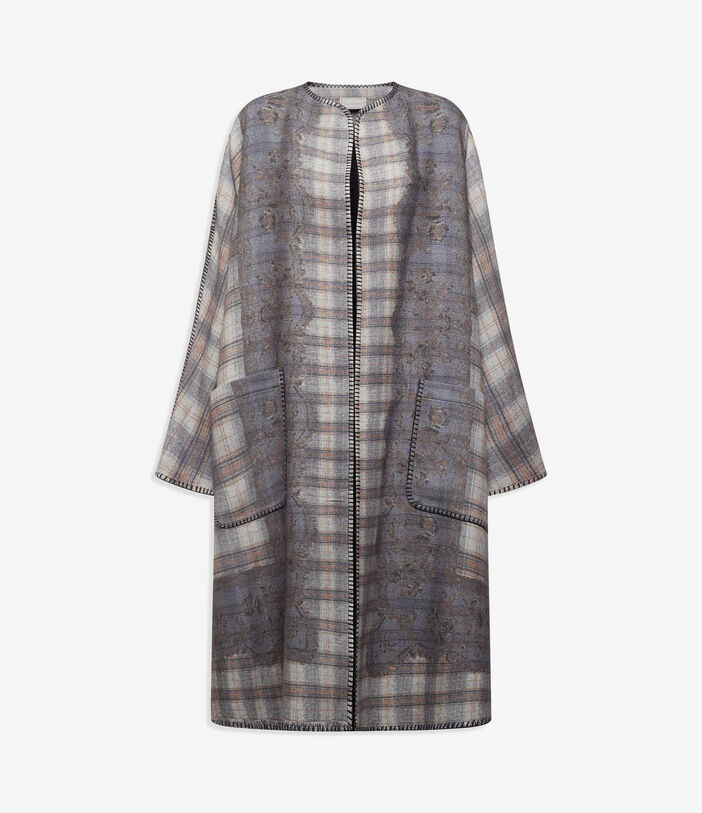 Pierre Louis Mascia PANCAKE Kimono Wool PLAID CHIARO PANCAKESGAKM12254WO516583101