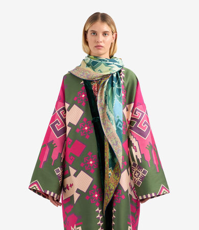 MASU 21AW FUR PRINT SILK SCARF- BROWN（ALOEUW Scarf Silk 65x120  