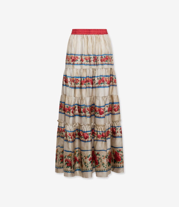 Pierre Louis Mascia ALOE Maxi Skirt Silk BACCHE CARMESI ALOESGO12166SE518272101
