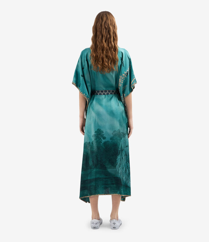 Pierre Louis Mascia ALOE Kaftan Coat Silk AQUAMARINE ALOESKL12428SE515004101