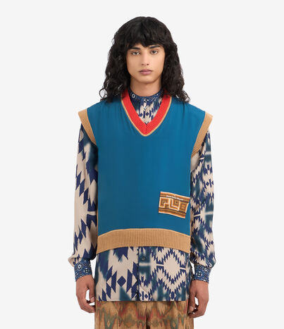 Pierre Louis Mascia TRICOT Gilet Wool Cashmere Multicolor TRICOTGLPNB002WOCAMAVIO