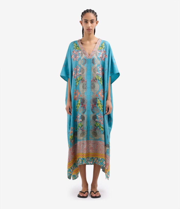 Pierre Louis Mascia ALOE Kaftan Coat Silk CELESTE ALOESKL10062L200SE518568101