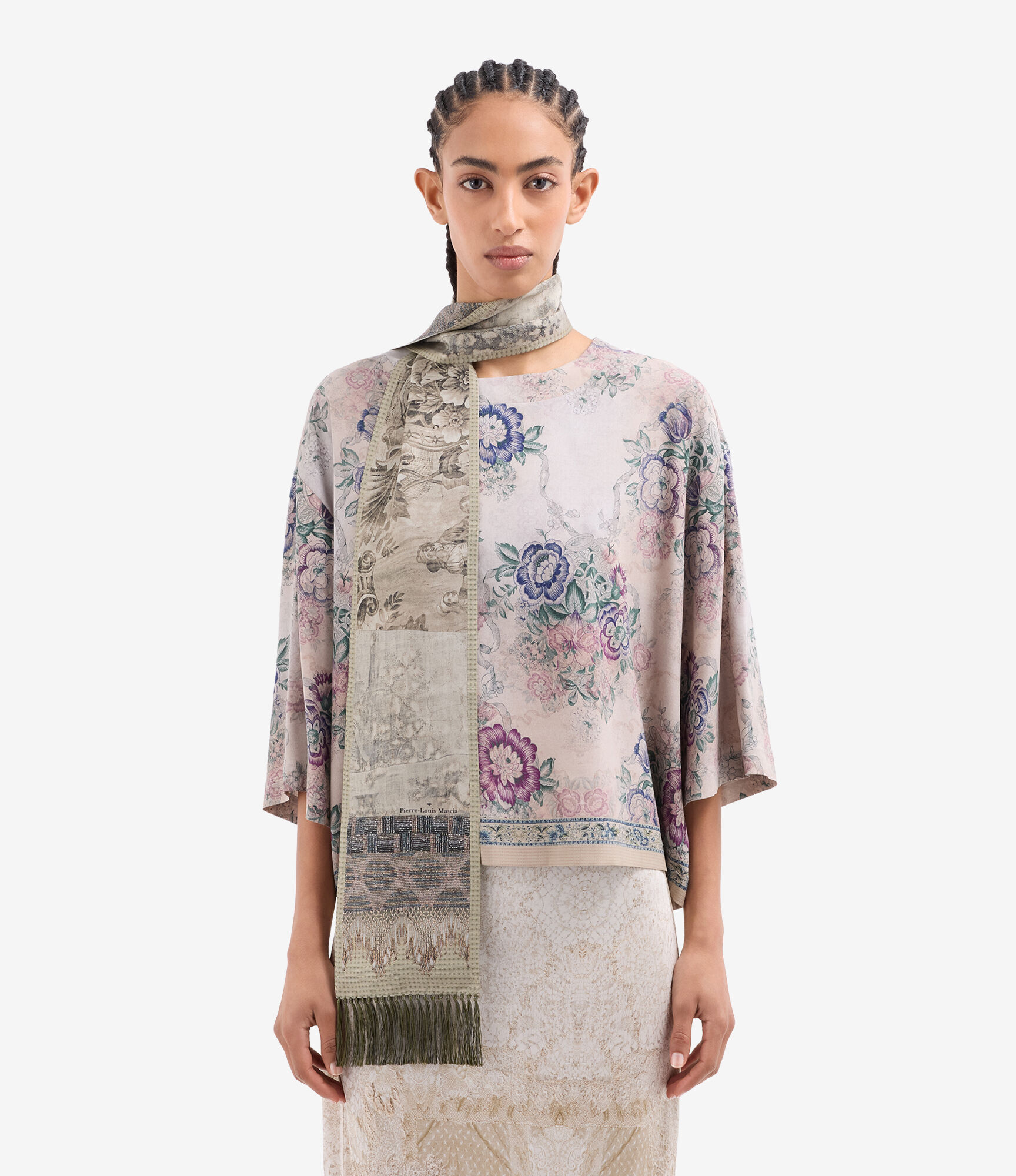 ALOEUW Scarf Silk 15x180 in NEBBIA | Pierre-Louis Mascia®