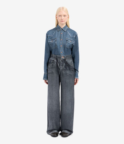 Pierre Louis Mascia ALOE Trousers Silk BLACK DENIM ALOESPT12566SE515240103