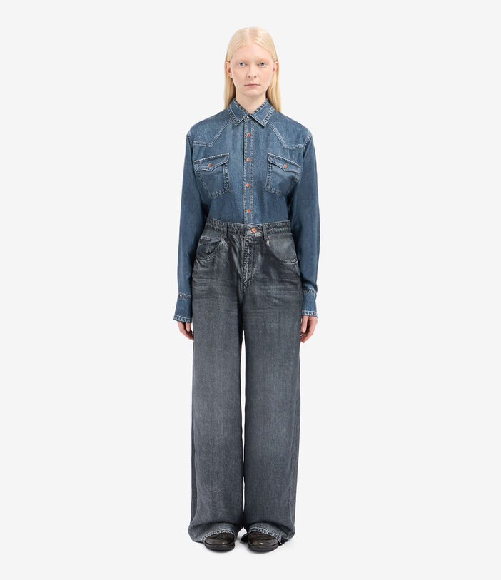 Pierre Louis Mascia ALOE Trousers Silk BLACK DENIM ALOESPT12566SE515240103