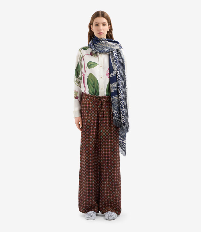 Pierre Louis Mascia ALOE Palazzo Trousers Silk TOBACCO ALOESPT11094SE142061101