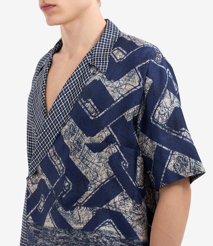 Pierre Louis Mascia ALOE Shortsleeve Shirt Silk NAVY ALOESCMC12464SE515050101