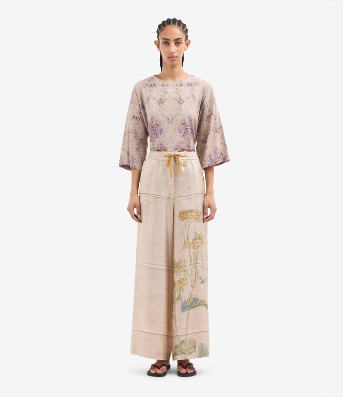 Pierre Louis Mascia ALOE Palazzo Trousers Silk FIENO ALOESPT11094SE518053101