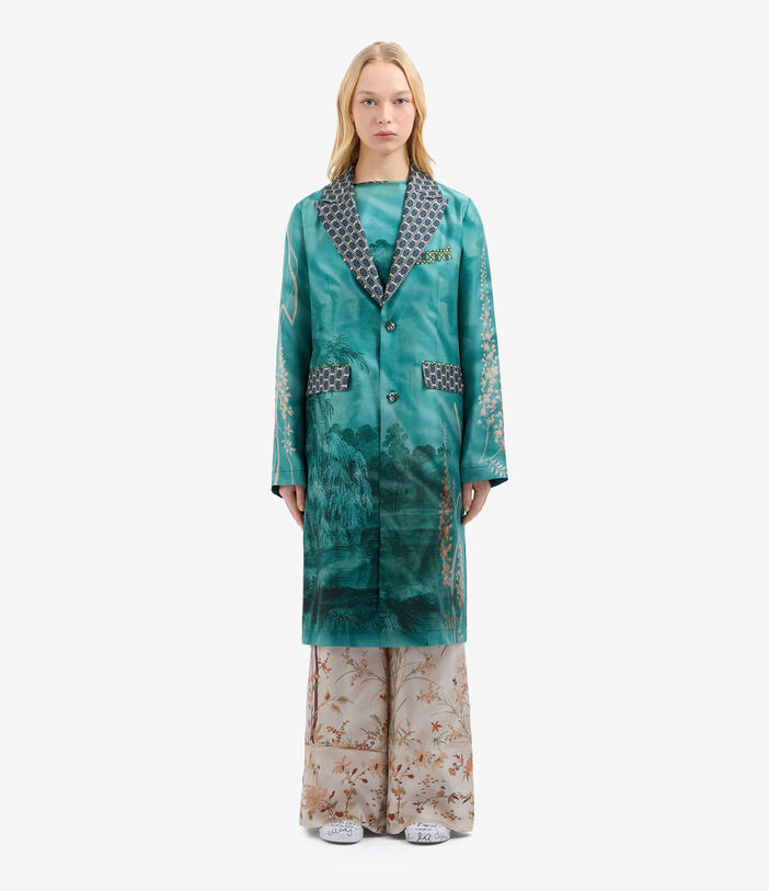 Pierre Louis Mascia ALOE Coat Silk AQUAMARINE ALOESCPT12107SE515545101