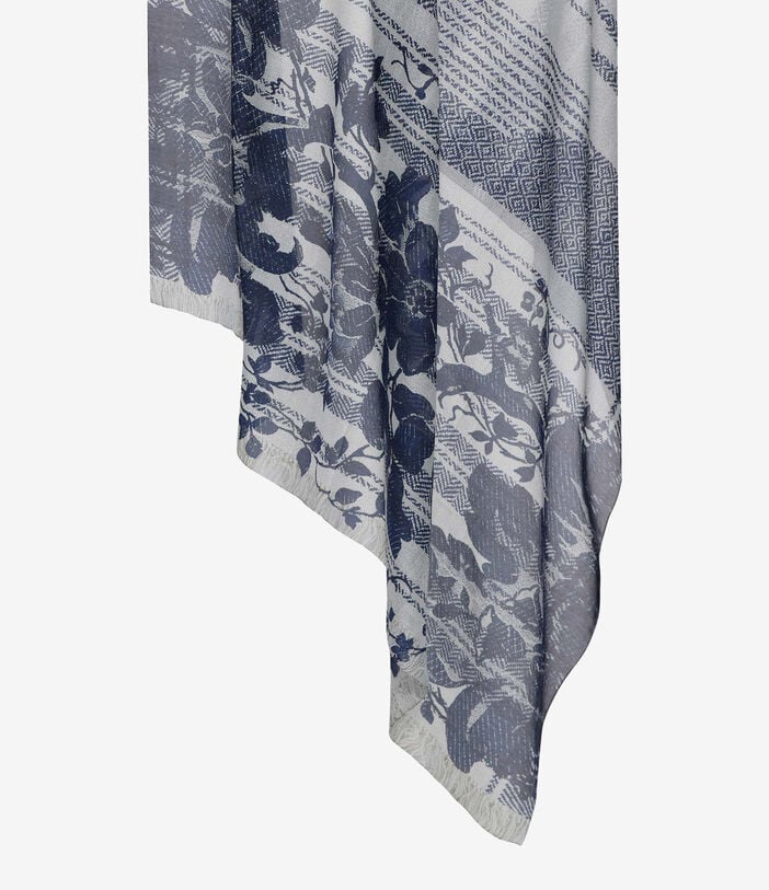 Pierre Louis Mascia HAWNBCI Shawl Scarf Cotton Silk 135x190 RAMPICANTE BLU HAWNBCISW135X190PCO517303101