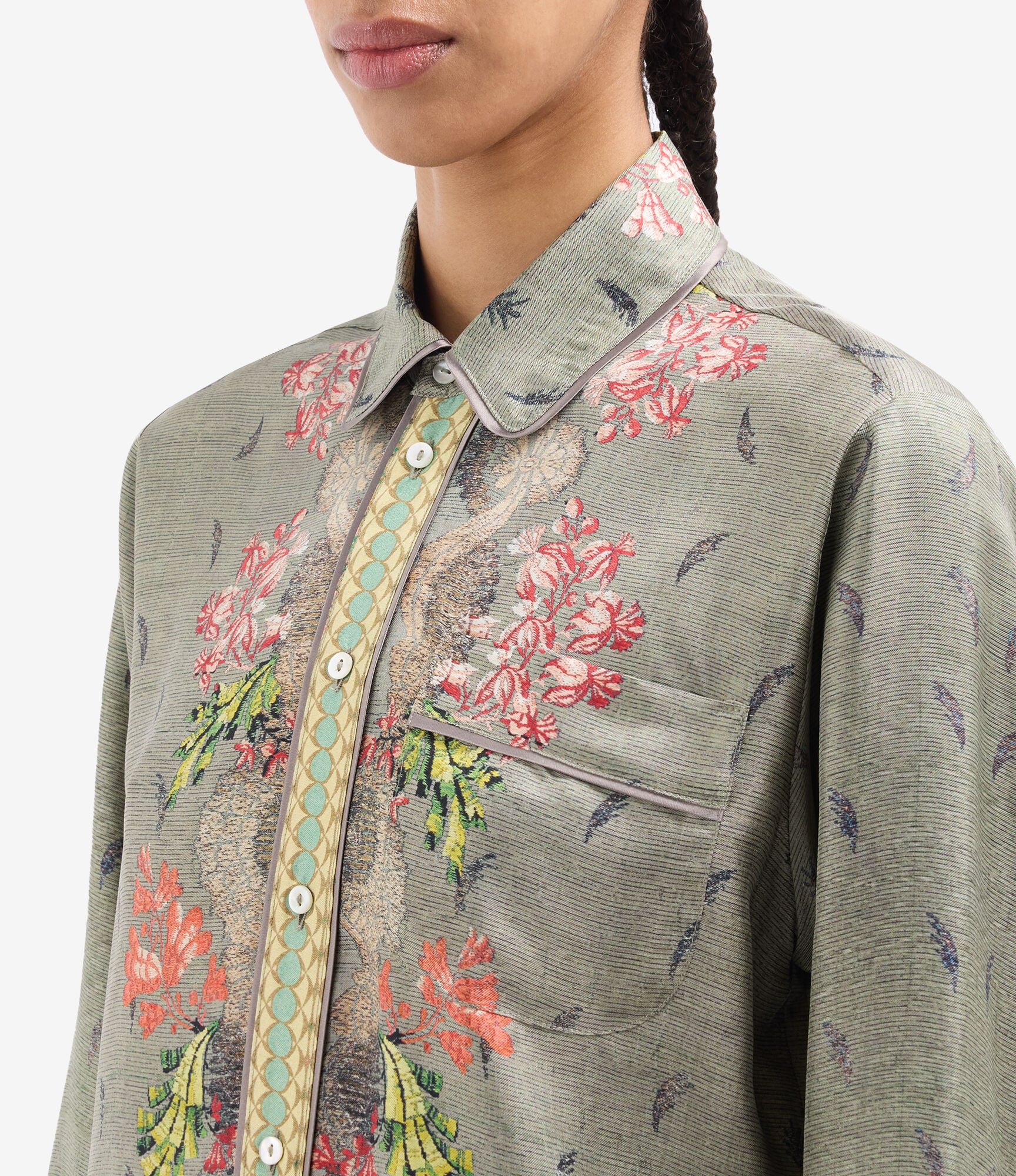ALOE Longsleeve Shirt Silk in ULIVO | Pierre-Louis Mascia®