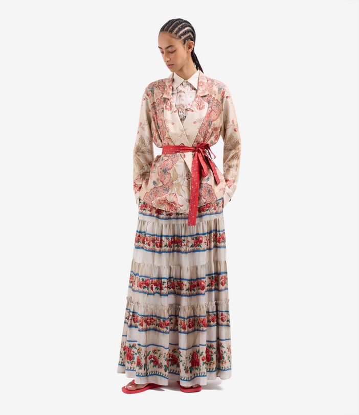 Pierre Louis Mascia ALOE Maxi Skirt Silk BACCHE CARMESI ALOESGO12166SE518272101