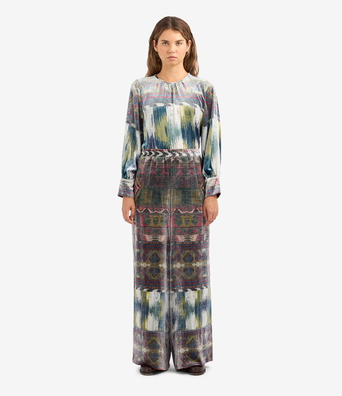 Pierre Louis Mascia KANPUR Palazzo Trousers Viscose Silk Multicolor KANPURSVPT11665VI513546101