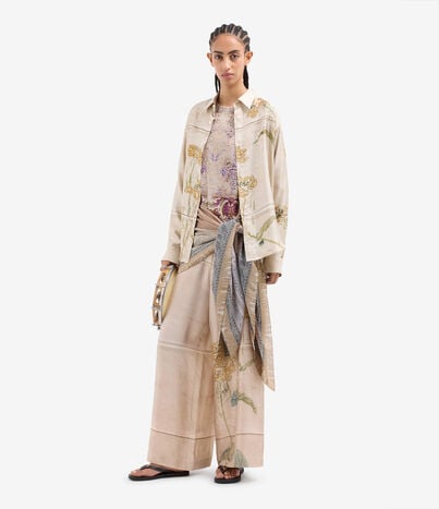 Pierre Louis Mascia ALOE Palazzo Trousers Silk FIENO ALOESPT11094SE518053101